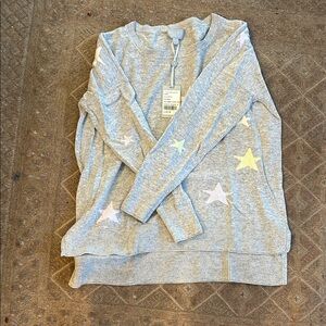 Pure Collection Gray Sweater with Star Design
